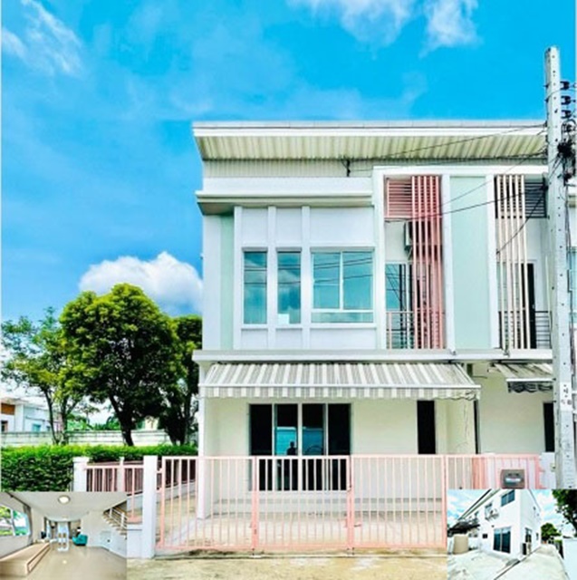 ตลาดมโนรมย์ 4 MRT วงแหวนตะวันออก ให้เช่าทาวน์เฮาส์ 2 ชั้น บ้านใหม่มาก ห้องมุมติดสวน 30ตรว. 170ตรม. ลมเย็น 3นอน 2น้ำ 3จอดรถ 4แอร์ 